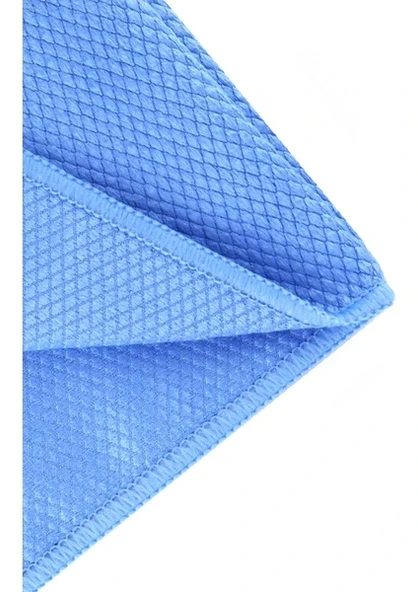 %100 MİCROFİBER BAKLAVA DESEN CAM BEZİ MAVİ 50X70 APM - Resim 3