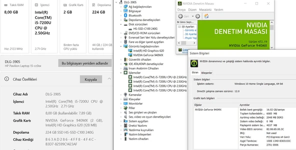 HP Pavilion 15-CC009NT Intel Core i5 7200U 8GB RAM 240GB SSD 940MX 15.6” FHD 2CL81EA (İKİNCİ EL) - 5