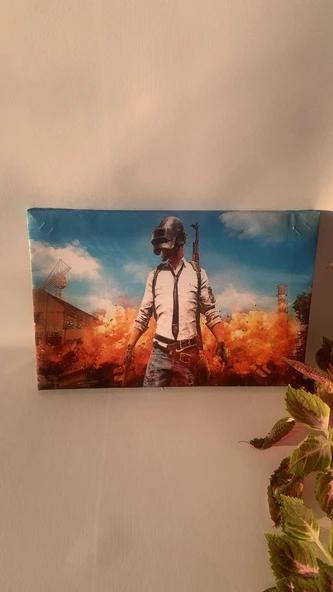 PUBG Oyun Görseli Natürel Tasarım Ahşap Çerçeve Ev İşyeri Duvar Kanvas Tablo SVŞ2 - 5