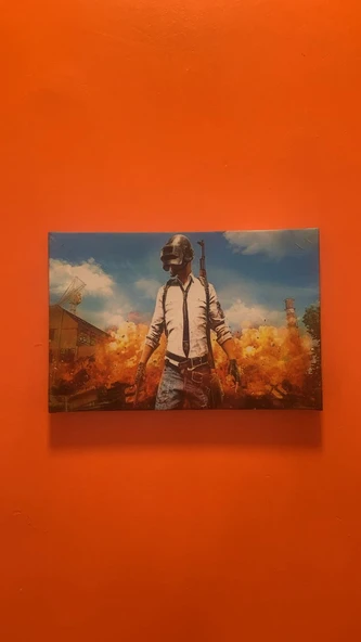 PUBG Oyun Görseli Natürel Tasarım Ahşap Çerçeve Ev İşyeri Duvar Kanvas Tablo SVŞ2 - 6