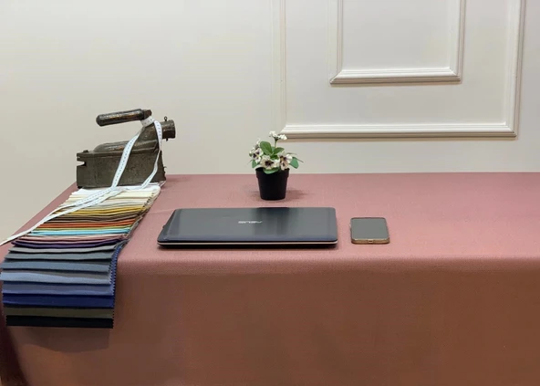 NİVEMESHOME KETEN TREND MASA ÖRTÜSÜ GÜL KURUSU APM - 4