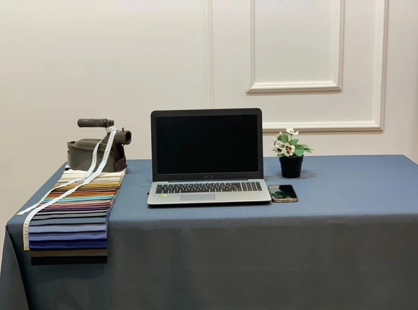 NİVEMESHOME KETEN TREND MASA ÖRTÜSÜ İNDİGO APM - Resim 3