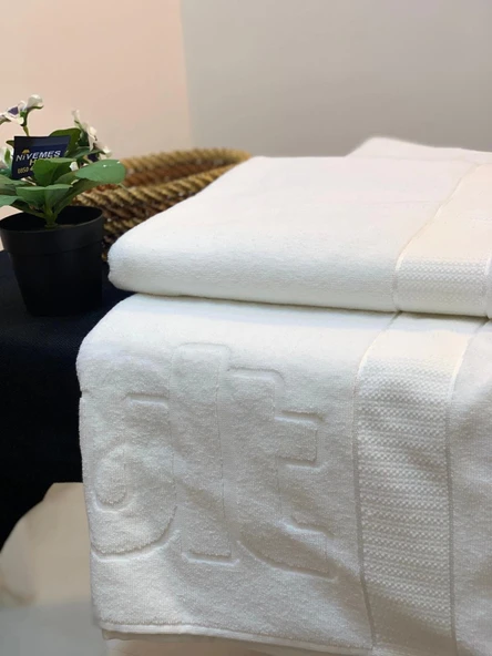 NİVEMESHOME BEYAZ 90X150 LOGOLU BANYO HAVLUSU - 3