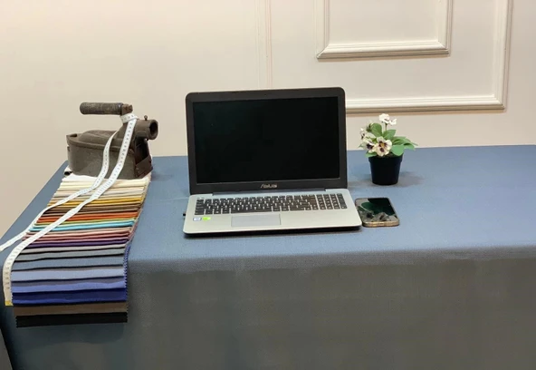 NİVEMESHOME KETEN TREND MASA ÖRTÜSÜ İNDİGO APM - Resim 5