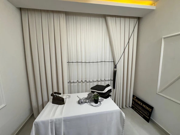 NİVEMESHOME KETEN TREND MASA ÖRTÜSÜ KREM APM - Resim 4