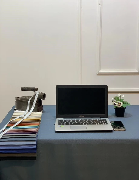 NİVEMESHOME KETEN TREND MASA ÖRTÜSÜ İNDİGO APM - 4