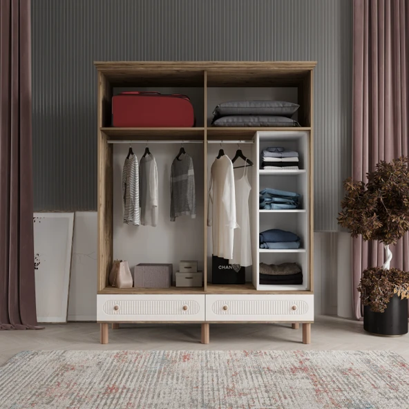 Comiet Soho 4 Kapaklı Çekmeceli MDF Aytaşı Gardırop - 3