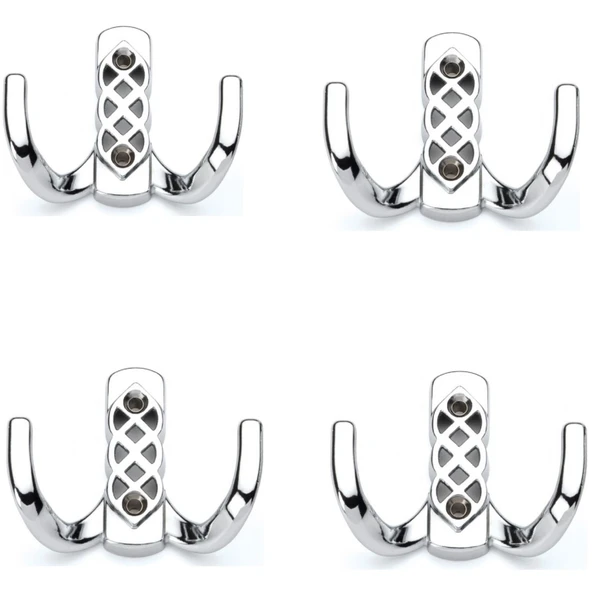 Portmanto Askı Vestiyer Duvar Dolap Elbise Askısı Krom Kristal Örgülü Metal Mobilya Askısı 4 Adet