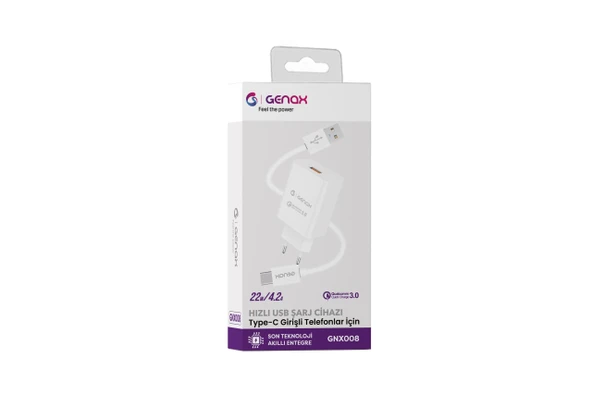 Genax Gnx008 Type-C - Usb Şarj Adaptörü Set 4.1A 22W Beyaz - 1