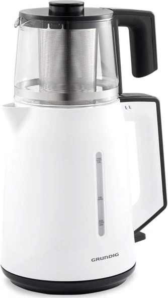 Grundig TM 4961 Elektrikli Çay Makinesi, 1.8 Litre Isıtıcı ve 0.8 Litre Demlik Kapasitesi, Paslanmaz Çelik Çay Filtresi, Kettle Olarak Kullanılabilme Özelliği, 1650 W, Beyaz ürün görseli