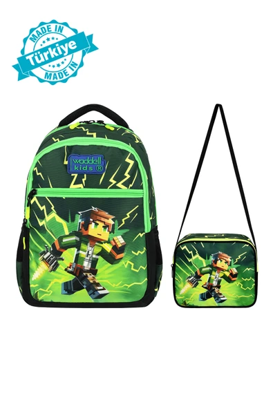 Waddell Maycraft Creeper Temalı Beslenme Çantalı İlkokul Erkek Sırt Çantası (25206) ürün görseli