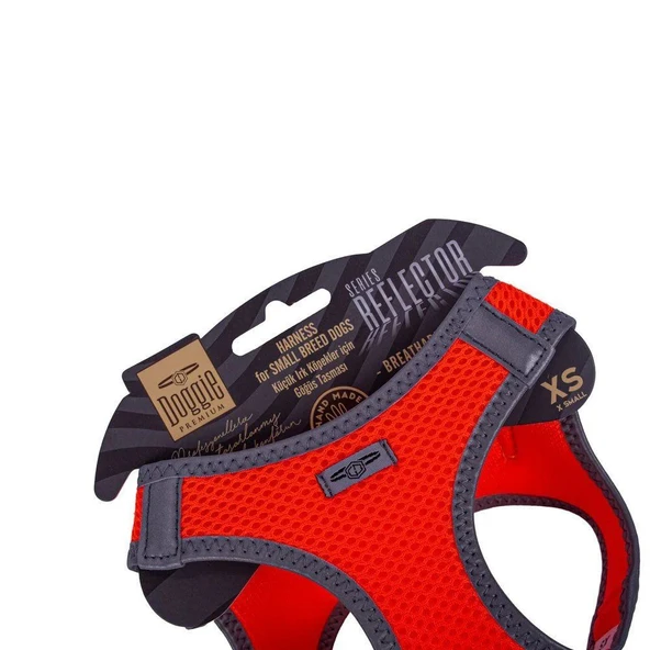 Doggie Havalı Dokuma Reflektörlü Küçük Irk Göğüs Tasması Orange 30-34 cm(ARG-XS) - Resim 3