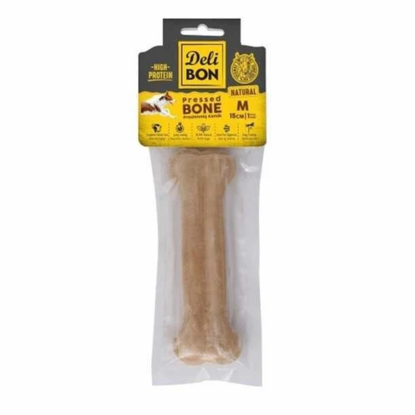 Delibon Deri Pres Kemik Köpek Ödülü Naturel 15 Cm - 1