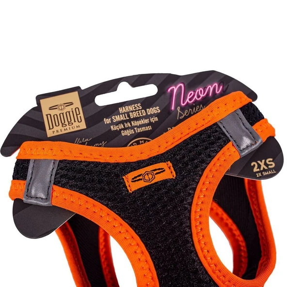 Doggie Havalı Dokuma Neon Küçük Irk Göğüs Tasması Turuncu 26-30 cm (ANG-2XS) - Resim 3