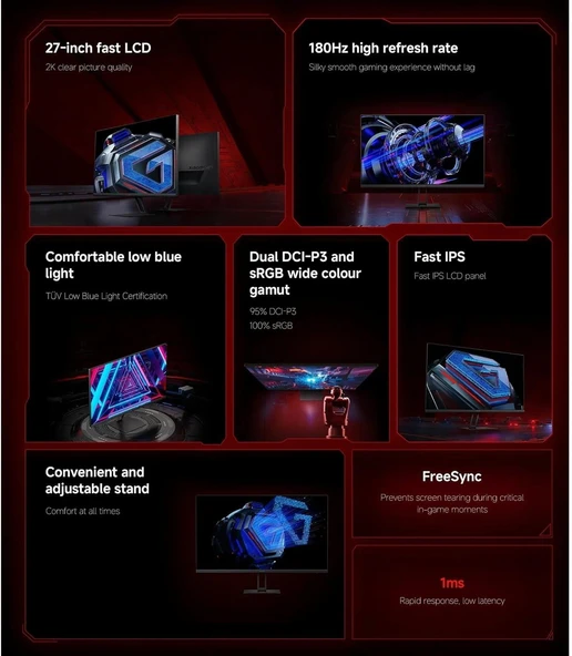 Xiaomi 2K Gaming Monitör G27Qİ EU 1 Ms Ful Hd 180 Hz - 2