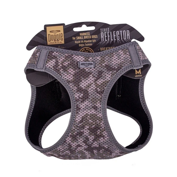 Doggie Havalı Dokuma Reflektörlü Küçük Irk Göğüs Tasması Camo 38-44 cm(ARG-M) ürün görseli 1