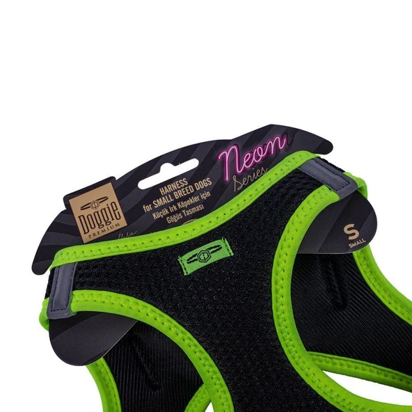Doggie Havalı Dokuma Neon Küçük Irk Göğüs Tasması Sarı 32-38 cm (ANG-S) - Resim 3