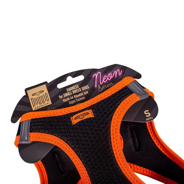 Doggie Havalı Dokuma Neon Küçük Irk Göğüs Tasması Turuncu 32-38 cm (ANG-S) - Resim 3