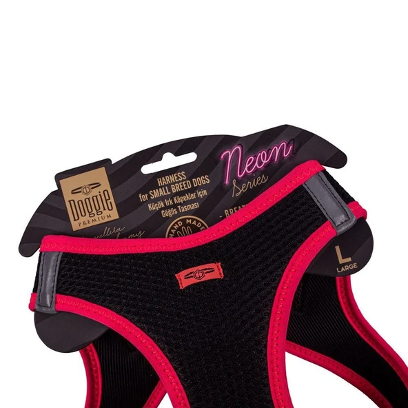 Doggie Havalı Dokuma Neon Küçük Irk Göğüs Tasması Pembe 42-48 cm (ANG-L) - Resim 2
