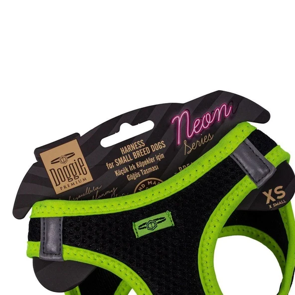 Doggie Havalı Dokuma Neon Küçük Irk Göğüs Tasması Sarı 30-34 cm (ANG-XS) - Resim 3