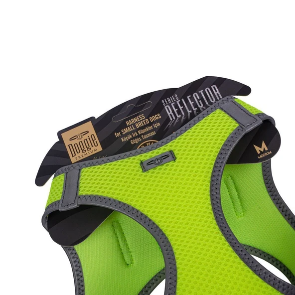 Doggie Havalı Dokuma Reflektörlü Küçük Irk Göğüs Tasması Yellow 38-44 cm(ARG-M) - Resim 3