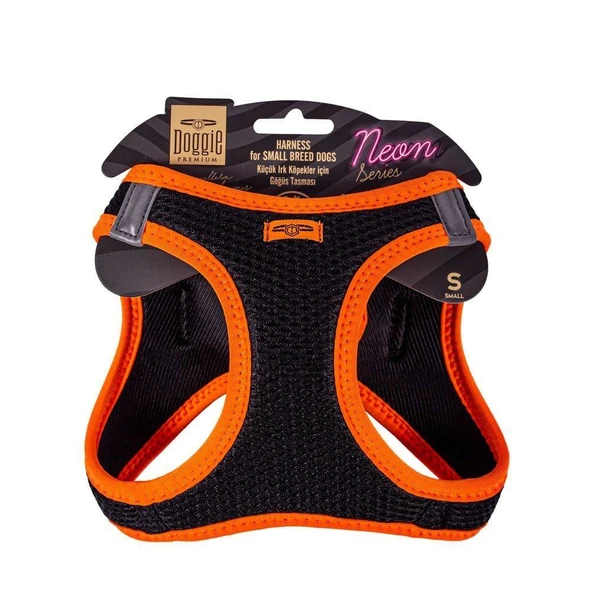 Doggie Havalı Dokuma Neon Küçük Irk Göğüs Tasması Turuncu 32-38 cm (ANG-S) ürün görseli 1