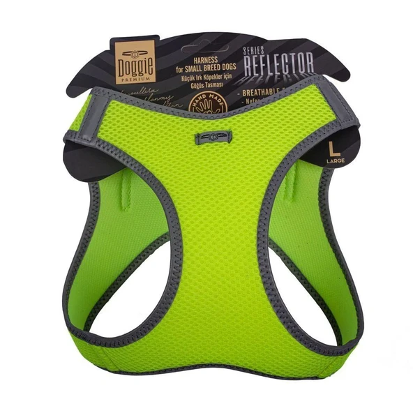 Doggie Havalı Dokuma Reflektörlü Küçük Irk Göğüs Tasması Yellow 42-48 cm(ARG-L) ürün görseli 1