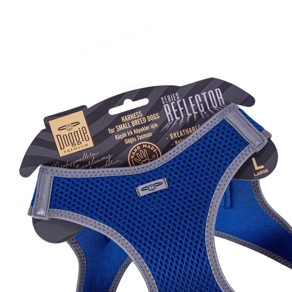Doggie Havalı Dokuma Reflektörlü Küçük Irk Göğüs Tasması Mavi 42-48 cm (ARG-L) - Resim 3