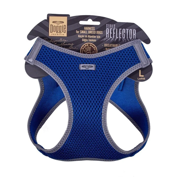 Doggie Havalı Dokuma Reflektörlü Küçük Irk Göğüs Tasması Mavi 42-48 cm (ARG-L) ürün görseli 1