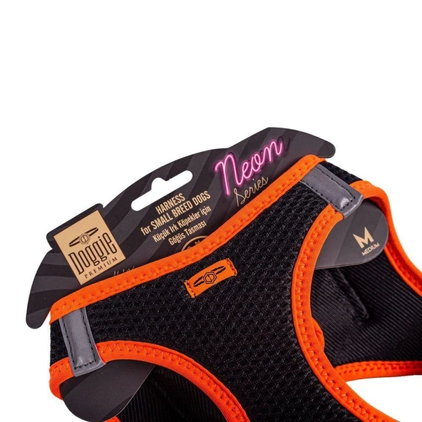 Doggie Havalı Dokuma Neon Küçük Irk Göğüs Tasması Turuncu 38-44 cm (ANG-M) - Resim 3