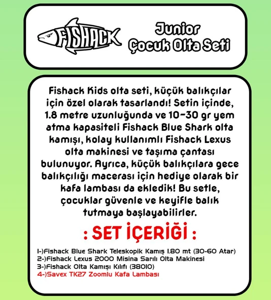 Fishack Junior Çocuk Olta Seti - 1.80MT/30-60GR - 2