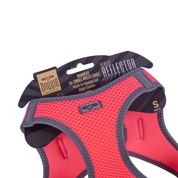 Doggie Havalı Dokuma Reflektörlü Küçük Irk Göğüs Tasması Pembe 32-38 cm (ARG-S) - Resim 3