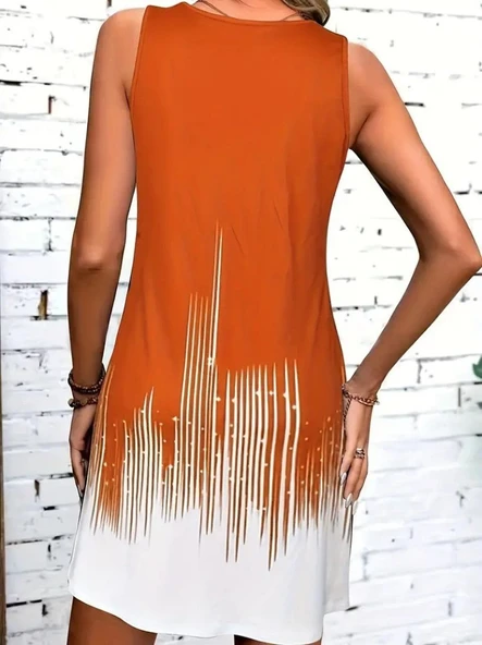 Kadın Askılı Yuvarlak Yakalı Süprem Elbise - Resim 2