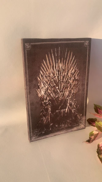 Game Of Thrones Tahtı Görseli Natürel Tasarım Ahşap Çerçeve Ev İşyeri Duvar Kanvas Tablo - 4