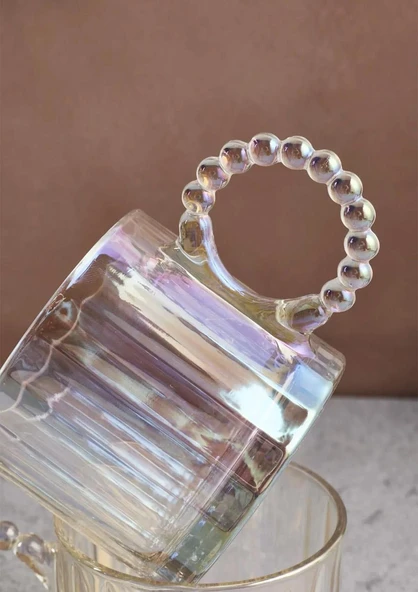 Ringo Luster 2'li Cam Kupa Seti - Boncuklu Kulp 2x325 ML - 4