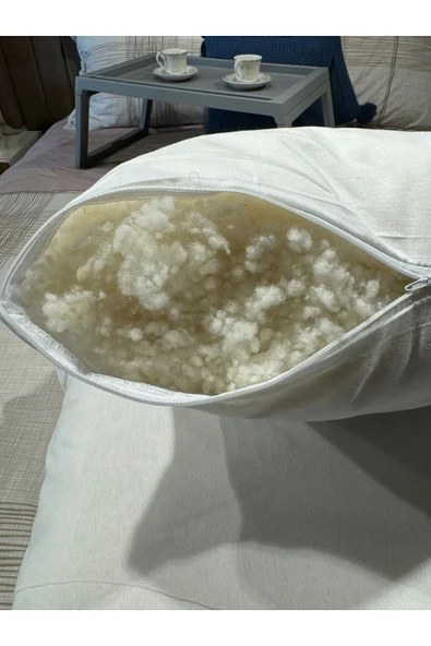 %100 Merinos Boncuk Kuzu Yünü Dolgulu Yastık 50 X 70 Cm Ebat , 1000 gram - 3