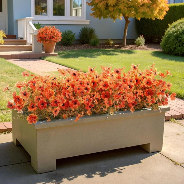 Nettenevime 12li Set Yapay Çiçek Sazlı Mine Turuncu Renk 5 Dallı 33cm - Resim 7