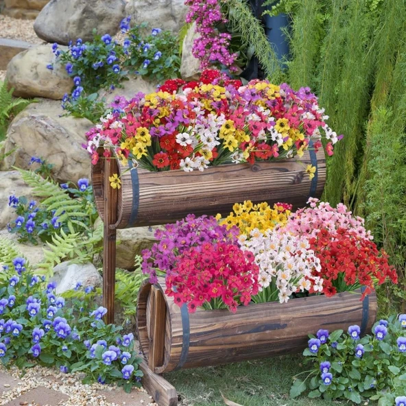 Nettenevime 12li Set Yapay Çiçek Sazlı Mine Karışık Renk 5 Dallı 33cm - Resim 6