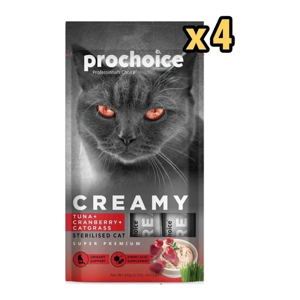 Pro Choice Creamy Ton Balıklı Kızılcıklı Likit Ödül 4X15 gr x 4 Adet