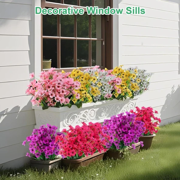 Nettenevime 12li Set Yapay Çiçek Sazlı Mine Karışık Renk 5 Dallı 33cm - Resim 4