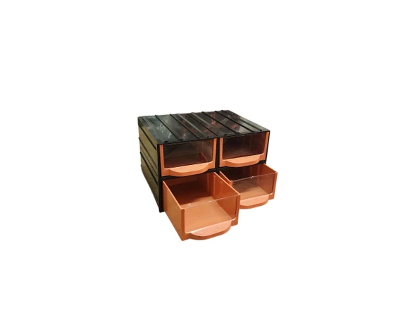 Plastik 4 Şeffaf Çekmeceli Kutu Küçük Organizer Çekmece Avadanlık - Resim 4