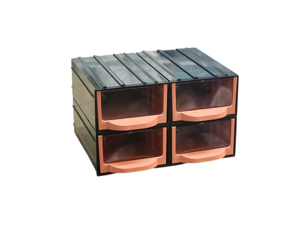 Plastik 4 Şeffaf Çekmeceli Kutu Küçük Organizer Çekmece Avadanlık - Resim 7