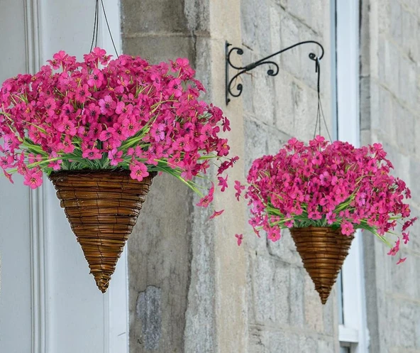 Nettenevime 12li Set Yapay Çiçek Sazlı Mine Fuşya Renk 5 Dallı 33cm - 7