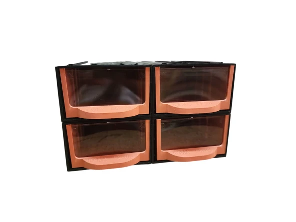 Plastik 4 Şeffaf Çekmeceli Kutu Küçük Organizer Çekmece Avadanlık - Resim 6