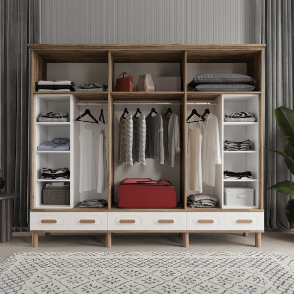 Comiet Soho 6 Kapaklı Aynalı Çekmeceli MDF Aytaşı Gardırop - 3