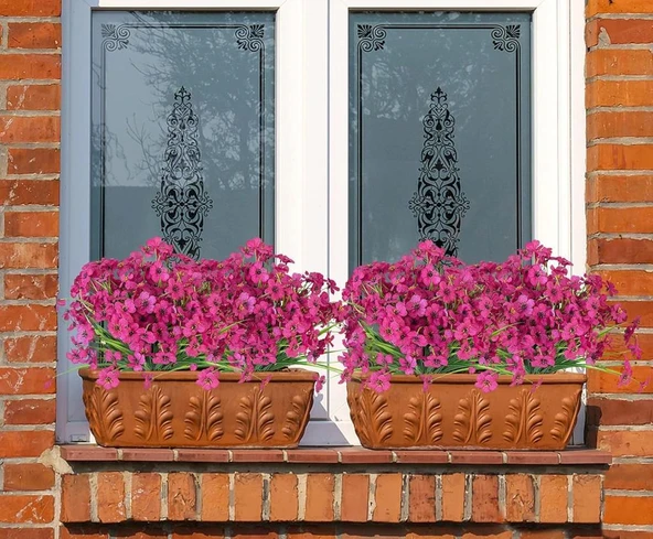 Nettenevime 12li Set Yapay Çiçek Sazlı Mine Fuşya Renk 5 Dallı 33cm - 3