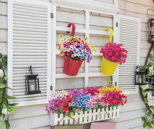 Nettenevime 12li Set Yapay Çiçek Sazlı Mine Karışık Renk 5 Dallı 33cm - Resim 2