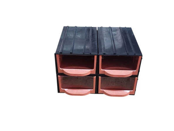 Plastik 4 Şeffaf Çekmeceli Kutu Küçük Organizer Çekmece Avadanlık - Resim 3