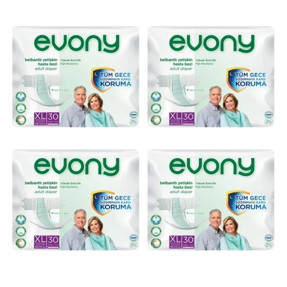 Evony Belbantlı Ekstra Büyük Boy XL 30'lu 4 Adet Hasta Bezi