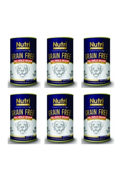 Nutri Canin Yaban Domuzu Etli Tahılsız Yetişkin Köpek Konservesi 400 Gr x 6 Adet